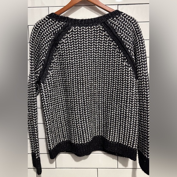 DKNY Jeans Black White Stitch & Yarn Sweater Pullover Chunky L - Picture 4 of 6